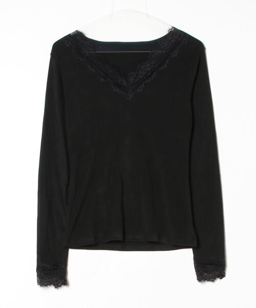 セール】Y2K レース付きタイトニットトップス（Tシャツ/カットソー