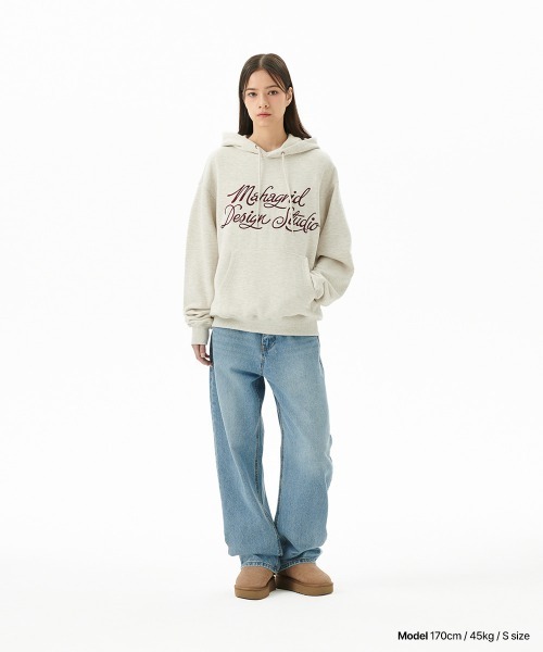 MAHAGRID(マハグリッド)の「『mahagrid/マハグリッド』 LETTER INK LOGO HOODIE/レタリングデザイン プルオーバーパーカー(パーカー・レディース・アイボリー/ブラック・M/L)」の3枚目の写真