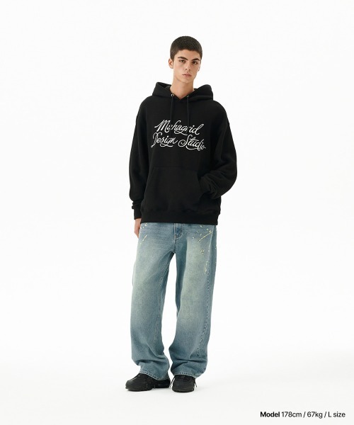 MAHAGRID(マハグリッド)の「『mahagrid/マハグリッド』 LETTER INK LOGO HOODIE/レタリングデザイン プルオーバーパーカー(パーカー・レディース・アイボリー/ブラック・M/L)」の7枚目の写真