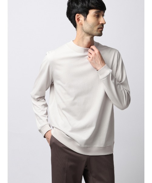 SUIT SQUARE（スーツスクエア）の「オフィT 長袖Tシャツ モックネック ウォッシャブル プレーティング天竺（Tシャツ/カットソー・メンズ・ホワイト系/ブラック系/グレー系/ブルー系・S/M/L/LL/3L）」の4枚目の写真