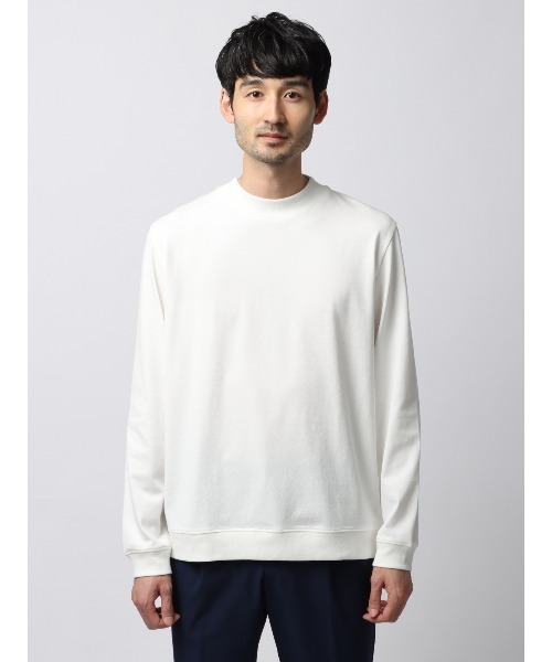 SUIT SQUARE（スーツスクエア）の「オフィT 長袖Tシャツ モックネック ウォッシャブル プレーティング天竺（Tシャツ/カットソー・メンズ・ホワイト系/ブラック系/グレー系/ブルー系・S/M/L/LL/3L）」の5枚目の写真