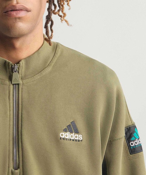 adidas（アディダス）の「アディダス EQT ブロックド ハーフジップ / アディダスオリジナルス adidas Originals（スウェット・メンズ・カーキ/イエロー・LARGE/MEDIUM/SMALL/X-SMALL/XX-LARGE/X-LARGE）」の5枚目の写真