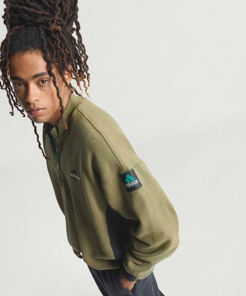 adidas（アディダス）の「アディダス EQT ブロックド ハーフジップ / アディダスオリジナルス adidas Originals（スウェット・メンズ・カーキ/イエロー・LARGE/MEDIUM/SMALL/X-SMALL/XX-LARGE/X-LARGE）」の3枚目の写真