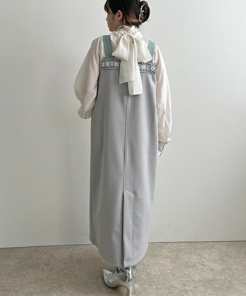 LHELBIE（レルビエ）の「メルトンジャンスカ（ジャンパースカート・レディース・ライトベージュ/ブラック/ライトグレー・M）」の6枚目の写真