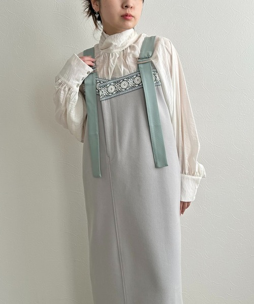 LHELBIE（レルビエ）の「メルトンジャンスカ（ジャンパースカート・レディース・ライトベージュ/ブラック/ライトグレー・M）」の7枚目の写真