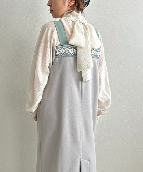 LHELBIE（レルビエ）の「メルトンジャンスカ（ジャンパースカート・レディース・ライトベージュ/ブラック/ライトグレー・M）」の8枚目の写真