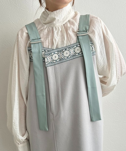 LHELBIE（レルビエ）の「メルトンジャンスカ（ジャンパースカート・レディース・ライトベージュ/ブラック/ライトグレー・M）」の11枚目の写真