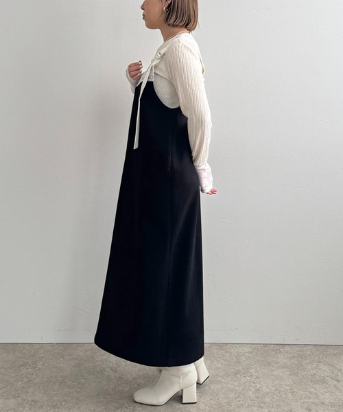 LHELBIE（レルビエ）の「メルトンジャンスカ（ジャンパースカート・レディース・ライトベージュ/ブラック/ライトグレー・M）」の15枚目の写真