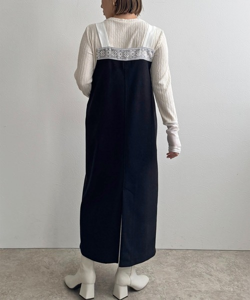 LHELBIE（レルビエ）の「メルトンジャンスカ（ジャンパースカート・レディース・ライトベージュ/ブラック/ライトグレー・M）」の16枚目の写真