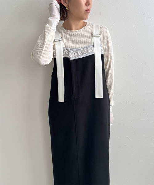 LHELBIE（レルビエ）の「メルトンジャンスカ（ジャンパースカート・レディース・ライトベージュ/ブラック/ライトグレー・M）」の18枚目の写真