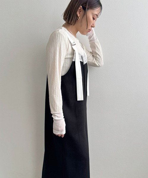 LHELBIE（レルビエ）の「メルトンジャンスカ（ジャンパースカート・レディース・ライトベージュ/ブラック/ライトグレー・M）」の20枚目の写真