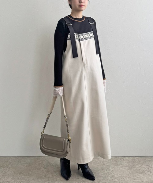 LHELBIE（レルビエ）の「メルトンジャンスカ（ジャンパースカート・レディース・ライトベージュ/ブラック/ライトグレー・M）」の22枚目の写真