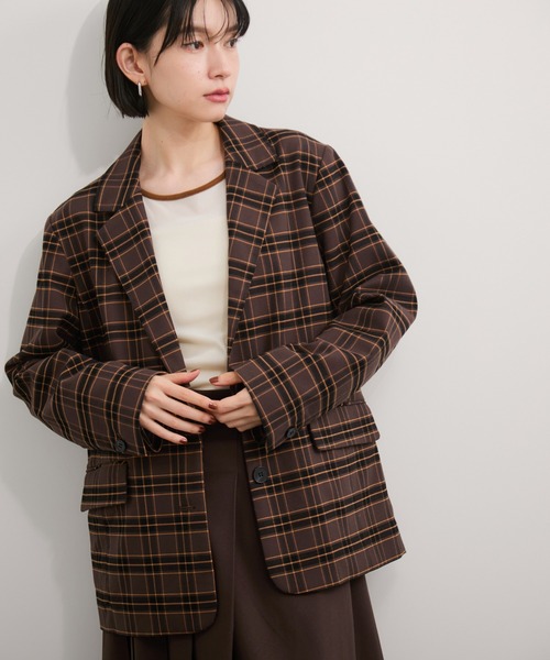 le cercle ADAM ET ROPE'（ルセルクルアダムエロペ）の「TRテーラードジャケット/セットアップ対応（テーラードジャケット・レディース・ダークブラウン/ブラウン系その他2/グレー/ブラック・FREE）」の19枚目の写真