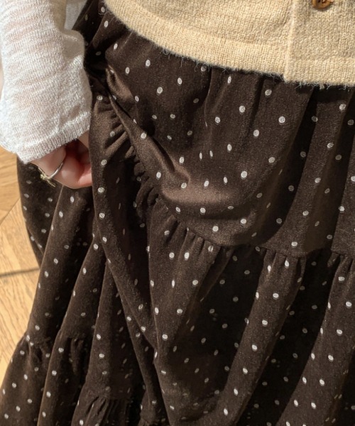 セール】ティアードドット柄ベロアスカート（スカート）｜Diosfront