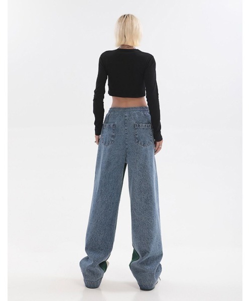 LETee（レティー）の「斜めライン切り替えパンツ（その他パンツ・レディース・ブラック/グリーン・FREE）」の9枚目の写真