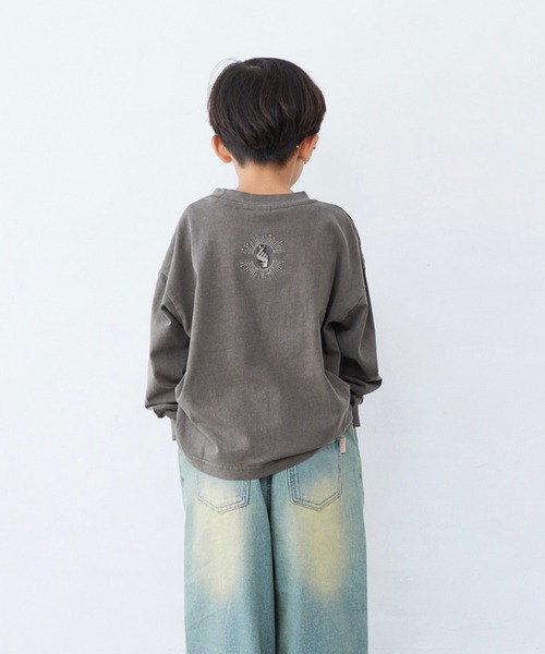 Fluffy BROTHERS（フラッフィーブラザーズ）の「ピグメント加工ロンT（Tシャツ/カットソー・キッズ・パープル/ダークブラウン・80/90/100/110/120/130/140/150）」の2枚目の写真