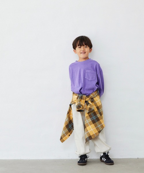 Fluffy BROTHERS（フラッフィーブラザーズ）の「ピグメント加工ロンT（Tシャツ/カットソー・キッズ・パープル/ダークブラウン・80/90/100/110/120/130/140/150）」の16枚目の写真
