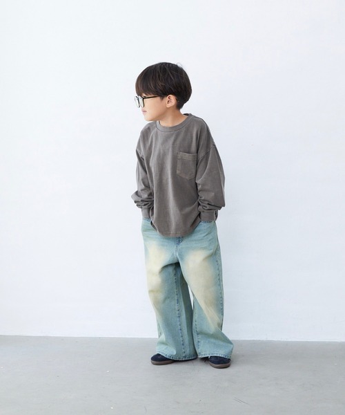 Fluffy BROTHERS（フラッフィーブラザーズ）の「ピグメント加工ロンT（Tシャツ/カットソー・キッズ・パープル/ダークブラウン・80/90/100/110/120/130/140/150）」の12枚目の写真