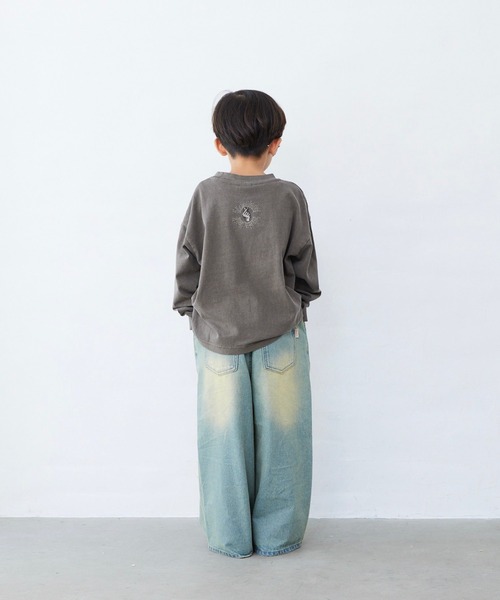 Fluffy BROTHERS（フラッフィーブラザーズ）の「ピグメント加工ロンT（Tシャツ/カットソー・キッズ・パープル/ダークブラウン・80/90/100/110/120/130/140/150）」の15枚目の写真