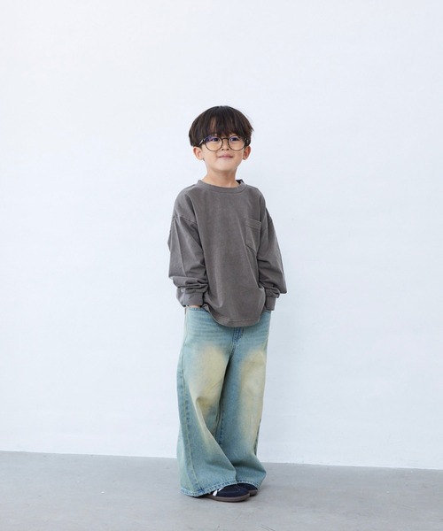 Fluffy BROTHERS（フラッフィーブラザーズ）の「ピグメント加工ロンT（Tシャツ/カットソー・キッズ・パープル/ダークブラウン・80/90/100/110/120/130/140/150）」の13枚目の写真