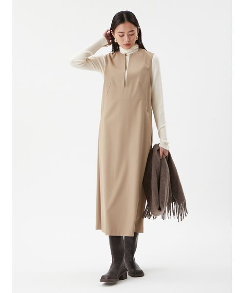 Mila Owen（ミラオーウェン）の「【セットアイテム】リブニットセットレイヤードワンピース（ワンピース・レディース・ベージュ/ブラック・0/1）」の12枚目の写真