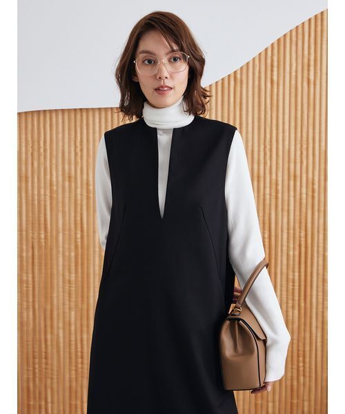 セール】【セットアイテム】リブニットセットレイヤードワンピース