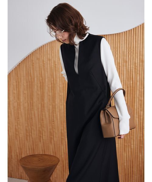 セール】【セットアイテム】リブニットセットレイヤードワンピース