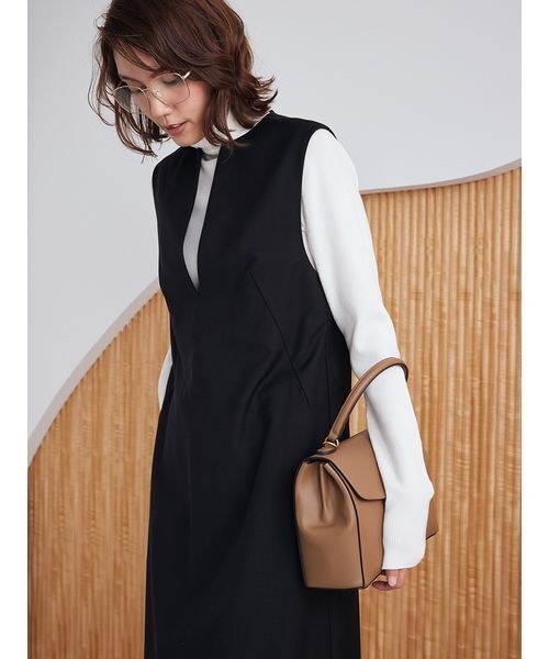 Mila Owen（ミラオーウェン）の「【セットアイテム】リブニットセットレイヤードワンピース（ワンピース・レディース・ベージュ/ブラック・0/1）」の17枚目の写真