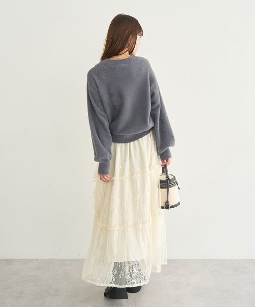 earth music&ecology（アースミュージックアンドエコロジー）の「レースフリルティアードスカート（スカート・レディース・アイボリー/ブラック・FREE）」の10枚目の写真