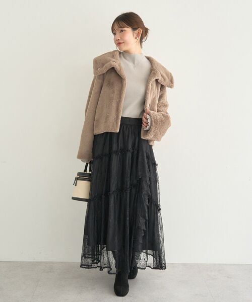 earth music&ecology（アースミュージックアンドエコロジー）の「レースフリルティアードスカート（スカート・レディース・アイボリー/ブラック・FREE）」の15枚目の写真