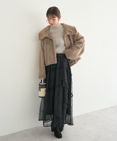 earth music&ecology（アースミュージックアンドエコロジー）の「レースフリルティアードスカート（スカート・レディース・アイボリー/ブラック・FREE）」の16枚目の写真