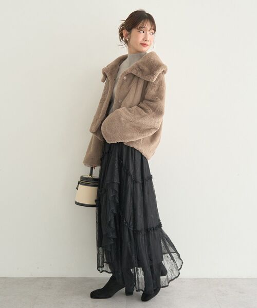 earth music&ecology（アースミュージックアンドエコロジー）の「レースフリルティアードスカート（スカート・レディース・アイボリー/ブラック・FREE）」の17枚目の写真