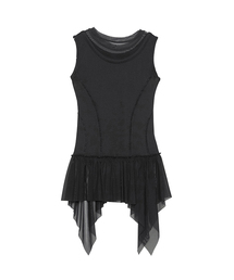FLAREUP（フレアアップ）の「Layered Lace Frill Sleeveless (FL-157_Black)（Tシャツ/カットソー）」