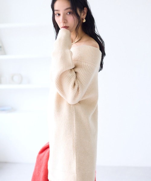 VIS(ビス)の「肩リボンミニ丈ニットワンピース/2WAY(ワンピース・レディース・キナリ/ブルー系その他4/グレー・FREE)」の8枚目の写真