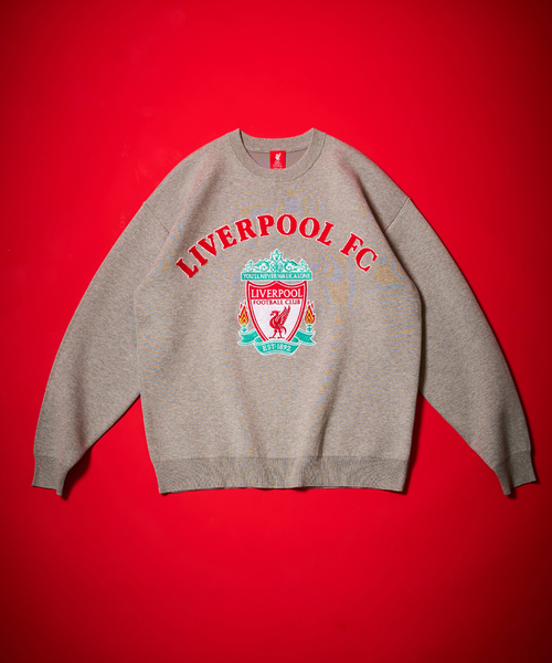 417 EDIFICE(フォーワンセブンエディフィス)の「【Liverpool FC / リバプール FC】CHENILLE EMBROIDERYT KNIT(ニット/セーター・メンズ・チャコールグレー/グリーン/レッド・MEDIUM/LARGE/X-LARGE)」の1枚目の写真