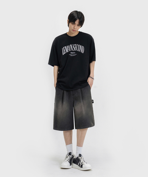 LEMAIN SECOND（リメインセカンド）の「バミューダワイドツータックカーペンターデニムバンディングショーツ[黒デニム]（その他パンツ・レディース・その他・SMALL/LARGE/MEDIUM）」の6枚目の写真