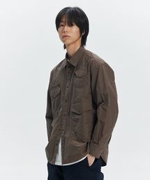 NYLON UTILITY POCKET SHIRT JACKET _ BROWN