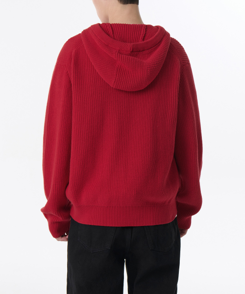 MUSINSA STANDARD（ムシンサスタンダード）の「リブニットフードパーカー[レッド]（パーカー・メンズ・その他・SMALL/MEDIUM/LARGE/X-LARGE/XX-LARGE）」の2枚目の写真
