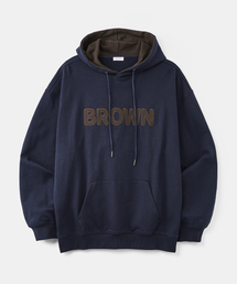 TAKEASY（テイクイージー）の「ブラウンアップリケフード（ダークネイビー）（パーカー）」