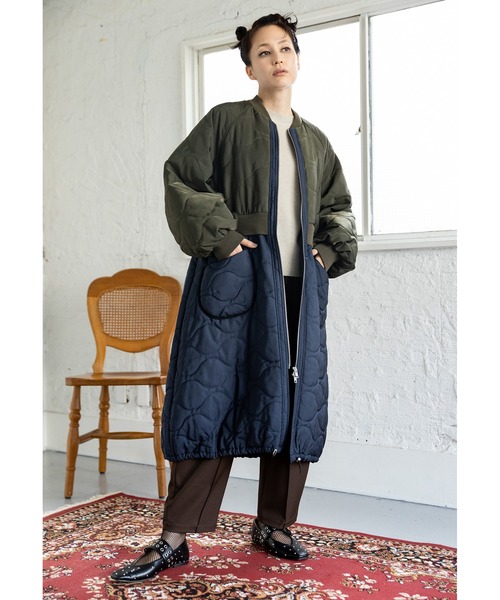 OSMOSIS（オズモーシス）の「キルティングロングブルゾン（その他アウター・レディース・ブラック/カーキ・ONE SIZE）」の22枚目の写真