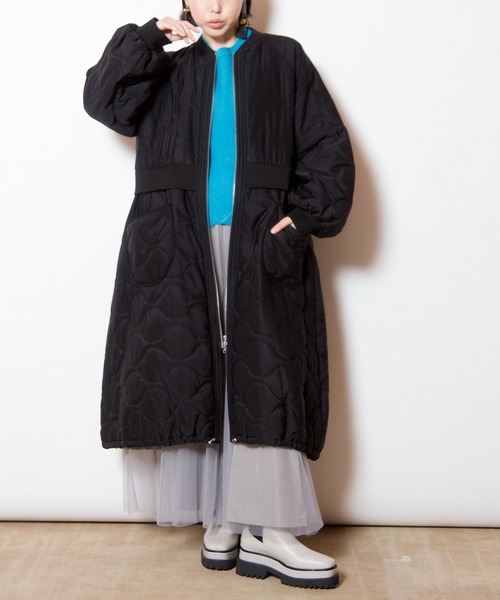 OSMOSIS（オズモーシス）の「キルティングロングブルゾン（その他アウター・レディース・ブラック/カーキ・ONE SIZE）」の3枚目の写真