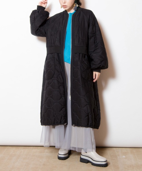 OSMOSIS（オズモーシス）の「キルティングロングブルゾン（その他アウター・レディース・ブラック/カーキ・ONE SIZE）」の4枚目の写真