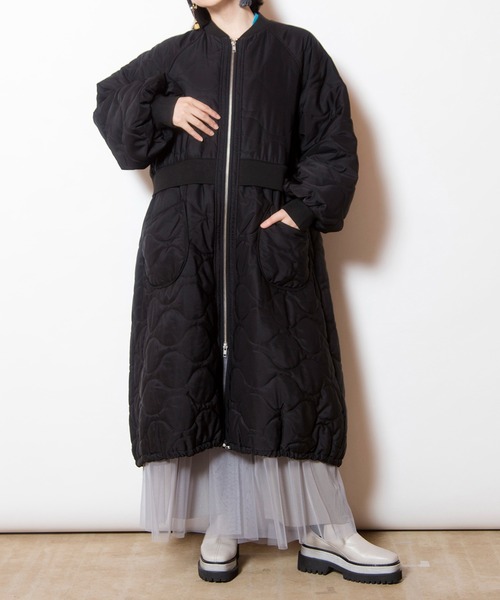 OSMOSIS（オズモーシス）の「キルティングロングブルゾン（その他アウター・レディース・ブラック/カーキ・ONE SIZE）」の9枚目の写真