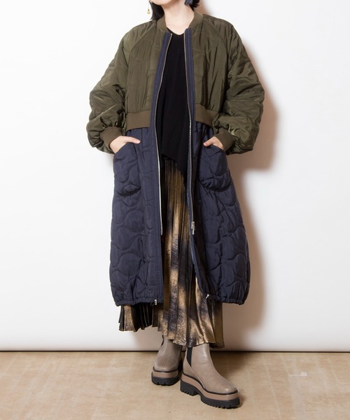 OSMOSIS（オズモーシス）の「キルティングロングブルゾン（その他アウター・レディース・ブラック/カーキ・ONE SIZE）」の14枚目の写真