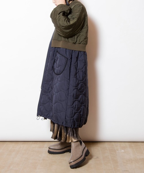 OSMOSIS（オズモーシス）の「キルティングロングブルゾン（その他アウター・レディース・ブラック/カーキ・ONE SIZE）」の15枚目の写真