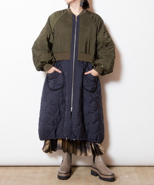 OSMOSIS（オズモーシス）の「キルティングロングブルゾン（その他アウター・レディース・ブラック/カーキ・ONE SIZE）」の16枚目の写真