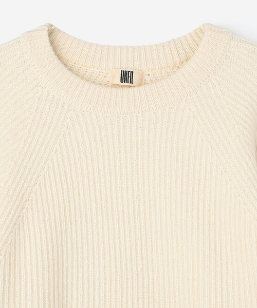 UNFIL（アンフィル）の「UNFIL | ウールコットン リブニット プルオーバーニット WOMEN（ニット/セーター・レディース・ブラック系その他/オフホワイト・1）」の9枚目の写真