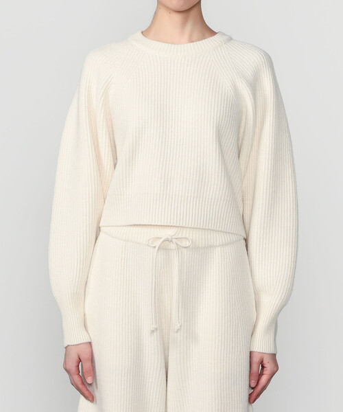 UNFIL（アンフィル）の「UNFIL | ウールコットン リブニット プルオーバーニット WOMEN（ニット/セーター・レディース・ブラック系その他/オフホワイト・1）」の12枚目の写真