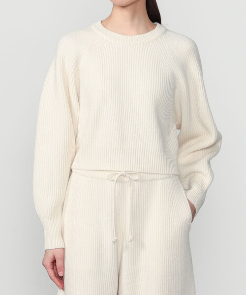 UNFIL（アンフィル）の「UNFIL | ウールコットン リブニット プルオーバーニット WOMEN（ニット/セーター・レディース・ブラック系その他/オフホワイト・1）」の6枚目の写真