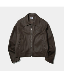 PLACE STUDIO | ヴィンテージエコウォッシングレザークロップライダージャケット(ライダースジャケット)